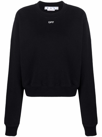 Off White `Off Stamp` Cropped Crew-Neck Sweatshirt