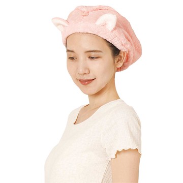 動物系列超細纖維擦頭包巾(六款可選) 小貓粉