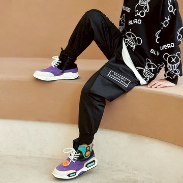 童裝男童褲子春夏新款外穿兒童工裝褲中小童洋氣多兜褲休閑長褲