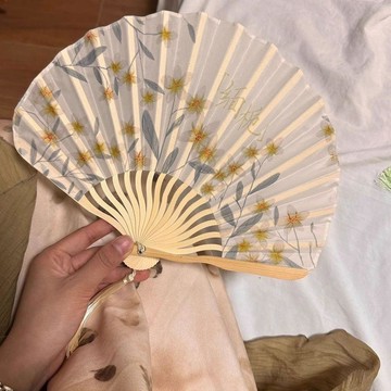 💥臺灣有貨🌈免運!💥夏季小清新布面扇子摺扇古風男女式學生便攜摺疊貝殼扇小扇子批發