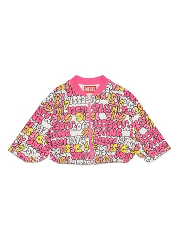 Diesel Kids - bubble-text zip-up sweatshirt - kids - Cotton - 24-36 mth - Pink
