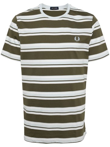 Fred Perry - embroidered-logo cotton t-shirt - men - Cotton - S - Green