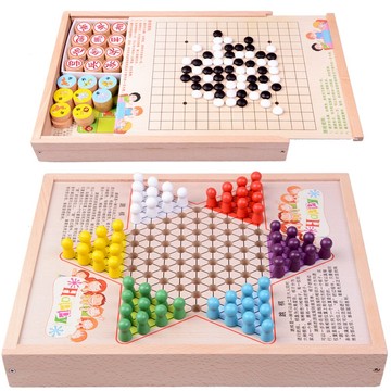 多功能遊戲棋盤 飛行棋 兒童跳棋多功能游戲棋盤小學生五子棋象棋斗獸棋玩具【MJ10182】