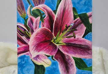 壓克力畫/藝術/原創手繪【百合好合】30×30裝飾掛畫