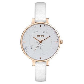 GOTO 緣起不滅大理石紋時尚手錶-IP玫白x白/36mm