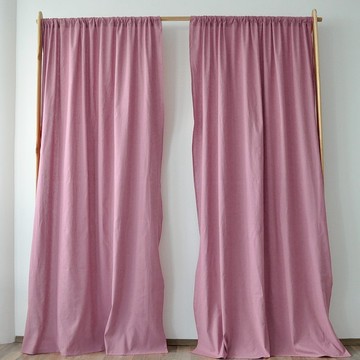 玫瑰粉色常規和遮光麻窗簾 / 定制窗簾 / 2 個面板