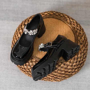 厚底樂福鞋女2025新款粗跟單鞋高跟鞋女夏小個子顯高瑪麗珍小皮鞋