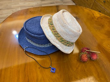 手工3件組合/手作平頂帽/手工施華洛世奇項鍊/編織