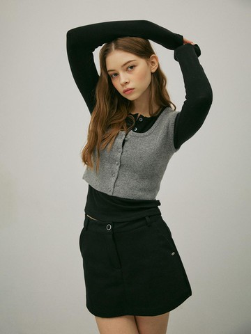 Yak Wool Reversible Knit Vest [Gray]