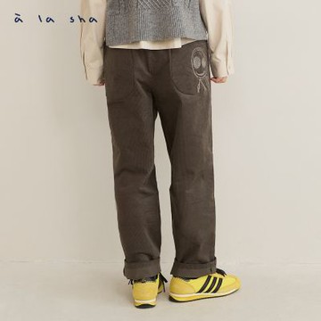 a la sha 阿財抽繩燈芯絨繭型褲