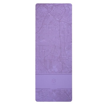YOGASANA 城市素描 4mm柔霧絨皮革天然橡膠瑜珈墊-夕霧洛杉磯