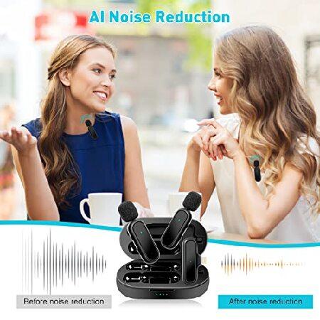 Pack Wireless Lavalier Microphone with Charging Case, Plug-Play Wireless Microphone for iPhone iPad, Clip On Microphone Wireless for Video Recording