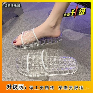 🎇可開發票✨高檔透明水晶拖鞋夏季居傢女浴室洗澡防臭傢居防滑軟底時尚水晶鞋#免運