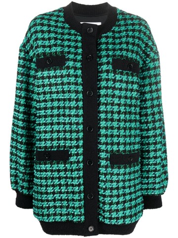 MSGM - houndstooth-pattern tweed cardi-coat - women - Acrylic (Fiber)/Cotton/Polyester/Wool/Viscose/Polyester - 46 - Black