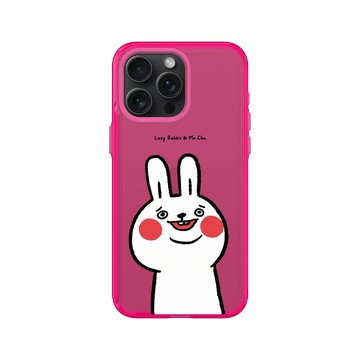 iPhone 15 Pro Max Clear 粉漾桃 - 懶散兔與啾先生 Lazy Rabbit and Mr.Chu - 傻笑
