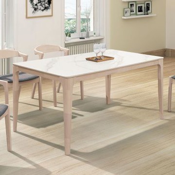 Boden-瑟雷夫5尺白色岩板實木餐桌/休閒工作桌-150x90x75cm