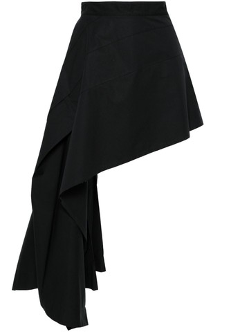 Sportmax - asymmetric cotton miniskirt - women - Cotton - 38 - Black