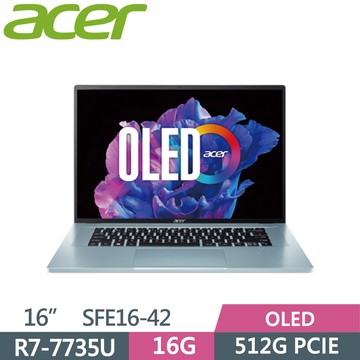 Acer Swift Edge SFE16-42-R260 銀(R7-7735U/16G/512GB PCIe/W11/4K WQUXGA/16)