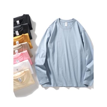 220克重全棉！舒適親膚！寬松微闊！男女款純色圓領長袖打底衫T恤