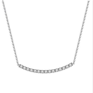 [米蘭精品] 莫桑石項鍊925純銀吊墜-0.3ct弧形簡約母親節情人節生日禮物女飾品74an50