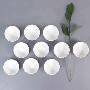 HAPPY JUNG 圓形陶瓷醬料碟 10件組  白色的  10個