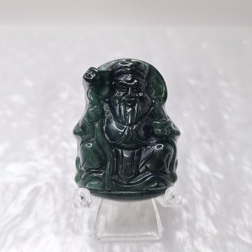 危料濃綠土地公 吊墜 | 天然A貨翡翠