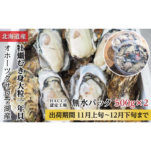 ふるさと納税 北海道 佐呂間町 カキ むき身 大粒 1年貝 1kg（500g無水パック×2） 佐呂間産  サロマ湖 北海道 オホーツク 佐呂間町 牡蠣 海…