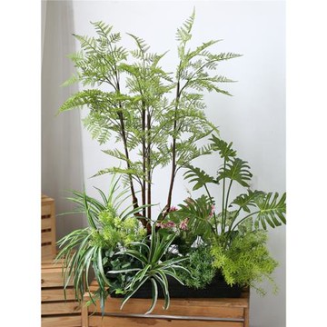 小型仿真綠植盆栽展柜櫥窗角落花槽植物仿生造景擺件室內盆景軟植