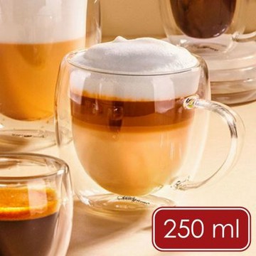 《Luigi Ferrero》歐洲 Coffeina雙層玻璃馬克杯2入(250ml) | 雙層玻璃咖啡杯 雙層玻璃杯