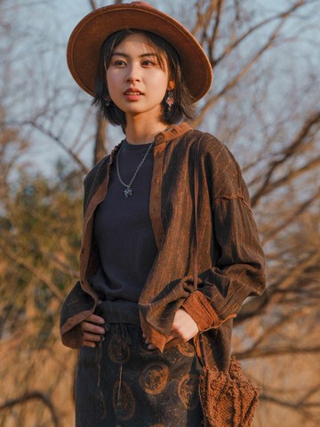 2顔色 簡約立領顯瘦小豎條真絲香雲紗襯衫開衫