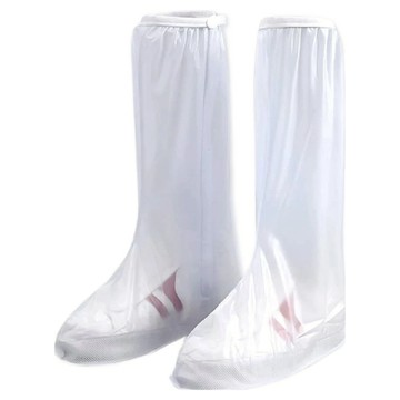 小麥購物 高筒隱藏式拉鍊全方位防雨鞋套 L4424  磨砂白  M