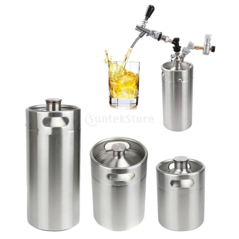 自家製用 ミニケグ Mini Keg 樽 2L + 5L 大容量 ステンレス製 ビール用 シリンダー ダブルハンドル ディスペンサー付き |  LINEブランドカタログ