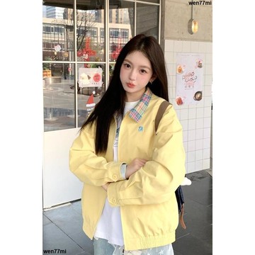 超實惠臘 秋冬女外套 夾克外套 休閒外套春秋季美式復古撞色翻領夾克寬鬆新款百搭刺繡棒球上衣外套女