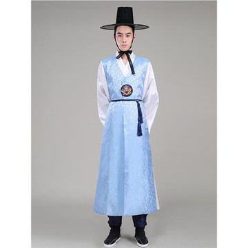 男士青年傳統宮廷韓服長袍馬甲褲子套裝朝鮮族新郎婚服禮服演出服