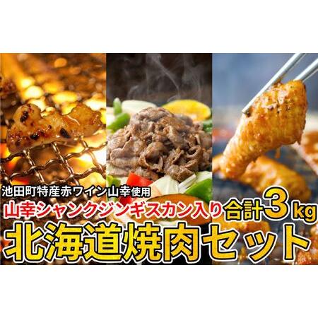 ふるさと納税 3種の北海道焼肉セット(ジンギスカン・道産味付豚ホルモン・道産牛甘辛ヤンニョムホルモン)3kg 北海道池田町