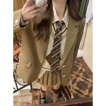 英倫學院風西裝外套女秋冬2025新款小個子jk制服西服百褶裙套裝