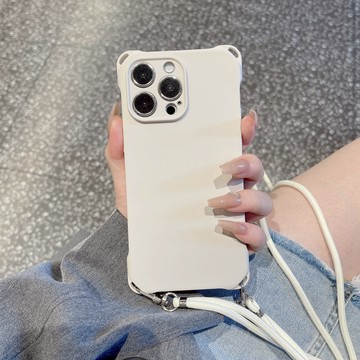 斜背掛繩 四角貓兒開孔 矽膠斜跨 手機殼 適用 蘋果 iPhone 17 16 15 14 13 Pro max 防摔殼