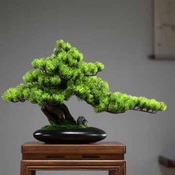 仿真迎客松盆景擺件新中式客廳玄關電視柜辦公室家居禪意造景裝飾