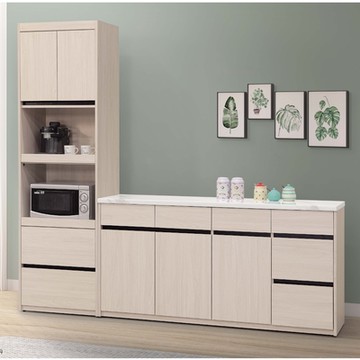 MUNA家居   麥卡羅白榆木7.3尺L型仿石紋面餐櫃組/704+720    220.4X41.2X203.2cm