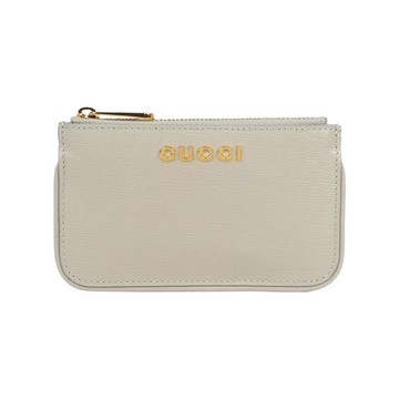 [平輸]GUCCI 金色Logo 皮革拉鍊鑰匙包/零錢包(灰色)