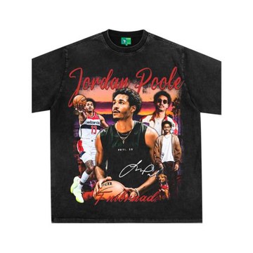 普爾美式復古數碼直噴印花圓領短袖水洗做舊高街潮純棉男T恤寬松