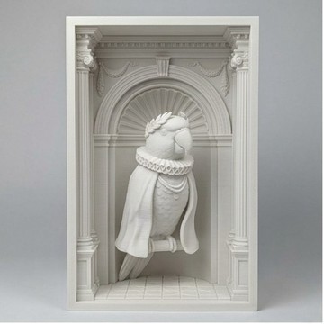 亞歷山大鸚鵡 Book Nook 3D 列印 白色 PLA 書架擺飾