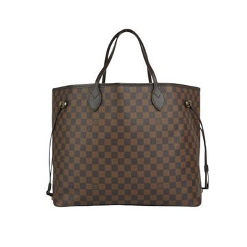二手商品8.8成新_LV Neverfull GM 棋盤格大號購物包(咖啡色) N51106
