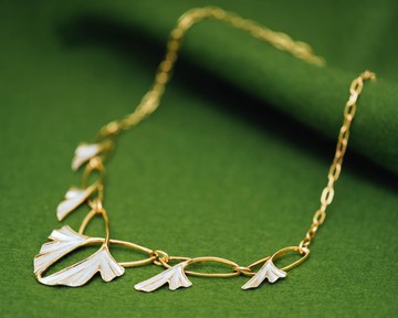 經典銀杏葉精緻項鍊 - 禮服項鍊 - 防過敏 - 送禮佳品