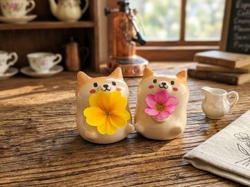 小柴犬花瓶組 手作陶藝 狗狗愛好者禮物