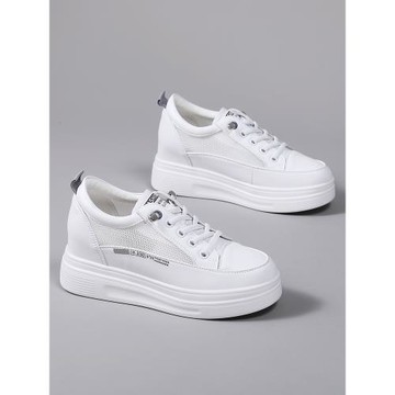 顯瘦厚底7CM小白鞋女夏季鏤空薄款百搭小個子網面透氣內增高女鞋