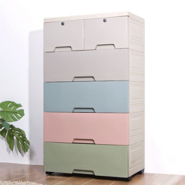 【Mr.box】58大面寬-馬卡龍五層抽屜式收納櫃-附鎖附輪