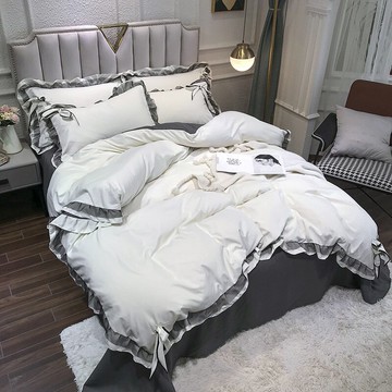 純色花邊公主風床包組 單人雙人加大特大 加厚舒柔棉 裸睡級別 床包 床罩 床裙 被套被單 枕頭套