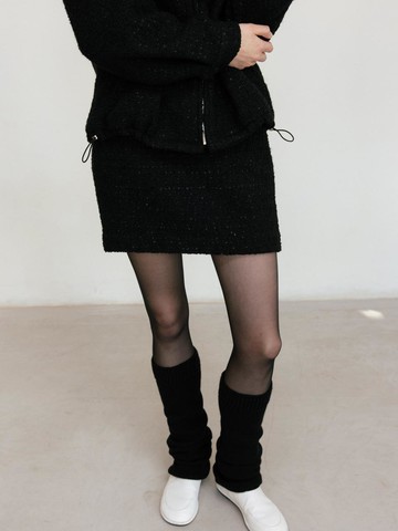 MONA TWEED SKIRT_BLACK