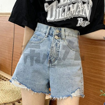 【佈小九】網紅破洞牛仔短褲女 夏新款高腰熱褲 短褲 顯瘦外穿韓版闊腿百搭a字熱褲潮ins